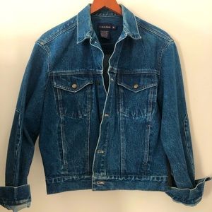 Calvin Klein vintage denim trucker jacket, dark wash, EUC